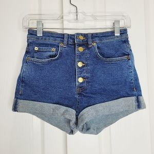 & Other Stories High Rise Exposed Button Fly Jean Denim Shorts